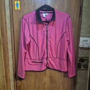 Coldwater Creek Hot Pink Bomber Jacket with Black Trim.   Box 37